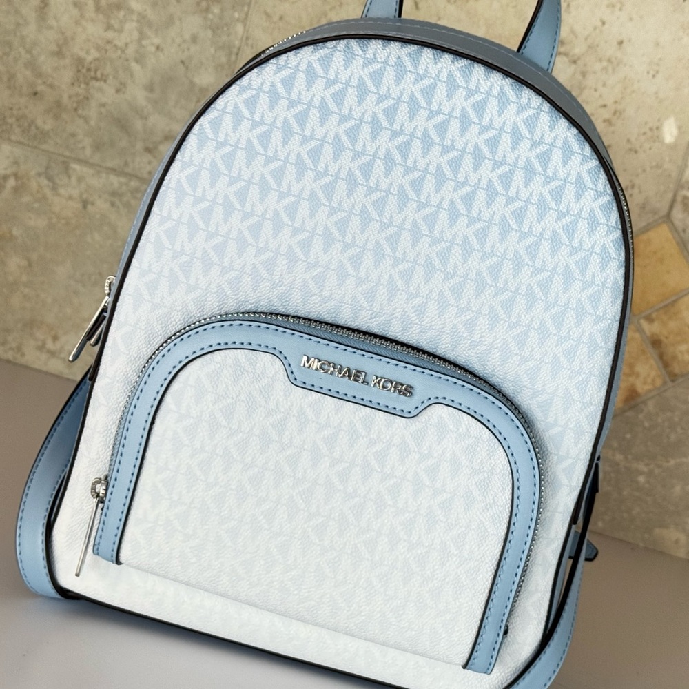 Michael Kors Jaycee MD Backpack MK Ombré Blue Multi - Picture 12 of 14